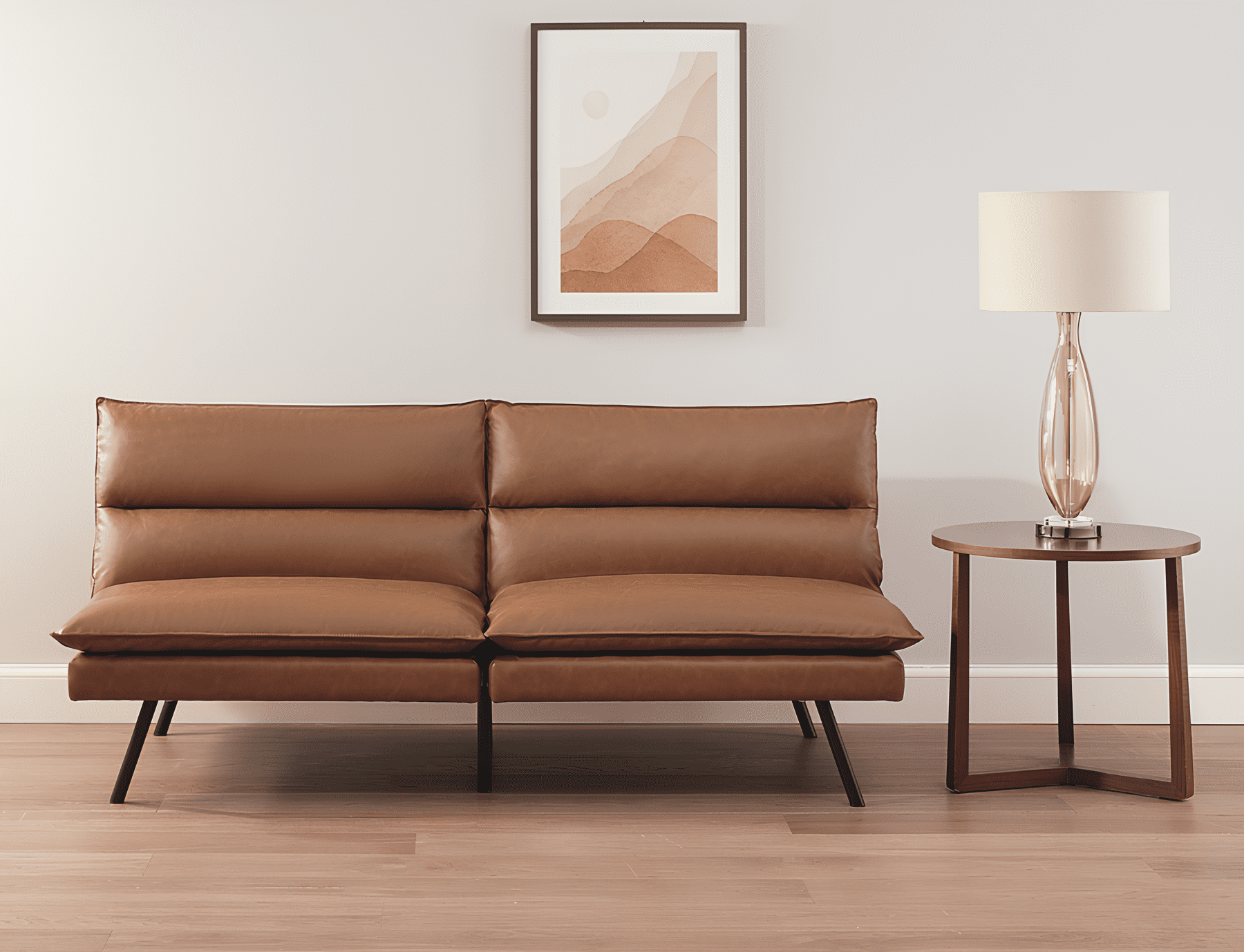 Mainstays Pillow Top 71.25" Futon, Camel Faux Leather