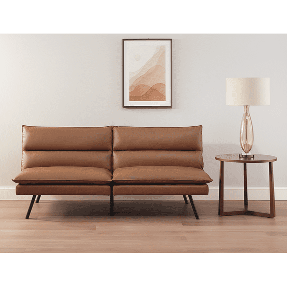 Mainstays Pillow Top 71.25" Futon, Camel Faux Leather