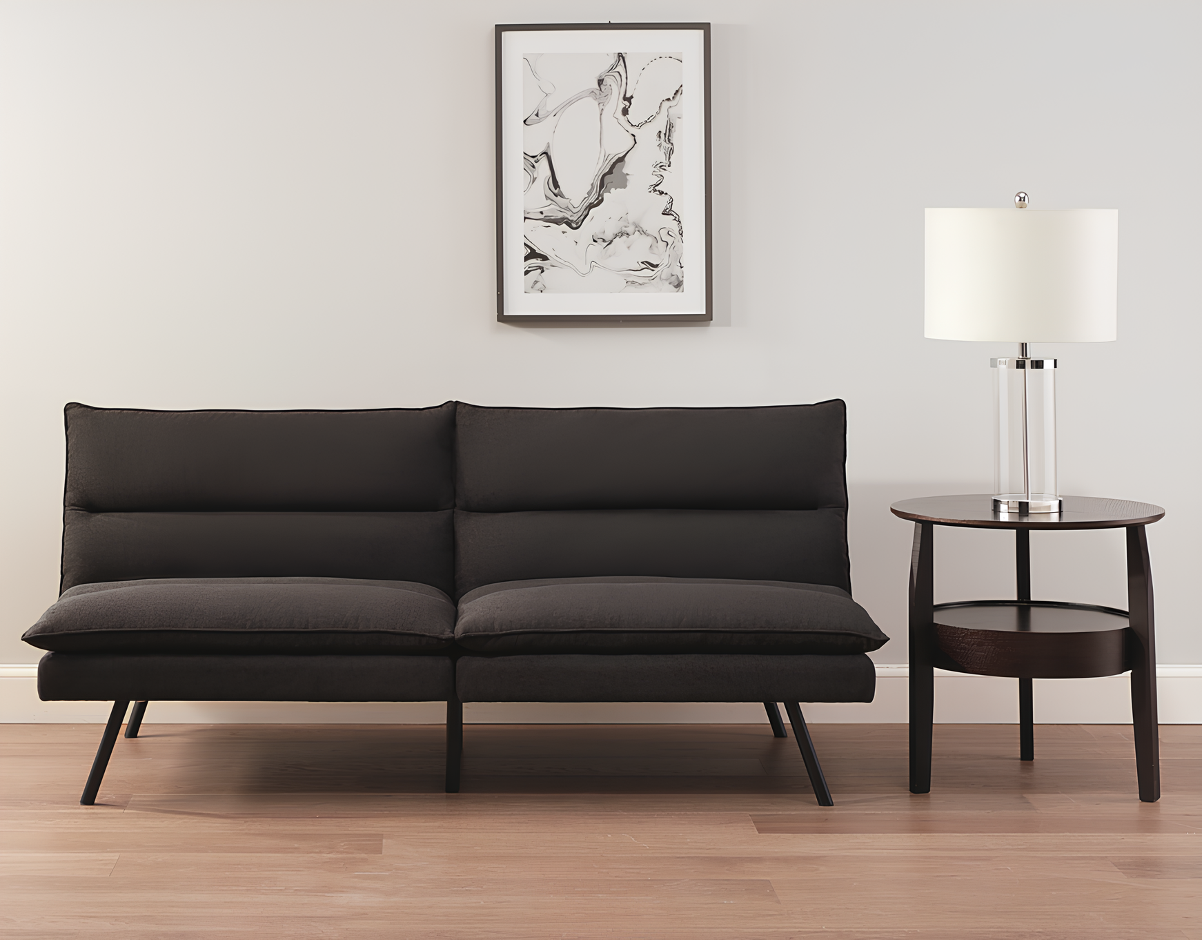 MAINSTAYS PILLOW TOP FUTON 71.25IN, CHARCOAL