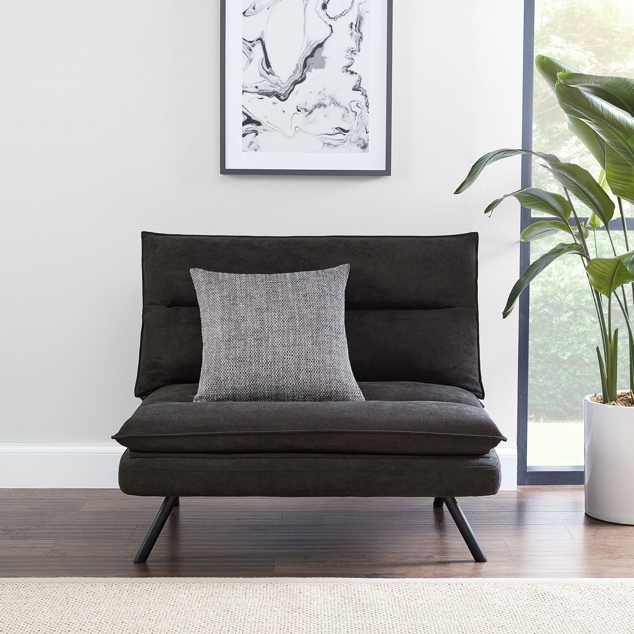 Mainstays Pillow Top Convertible Accent Chair with 37.59in. x 29.33in. x 31.49in, Charcoal for Adult