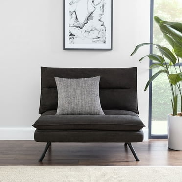 Mainstays  Pillow Top Convertible Chair with 37.59in. x 29.33in. x 31.49in, Charcoal for Adult