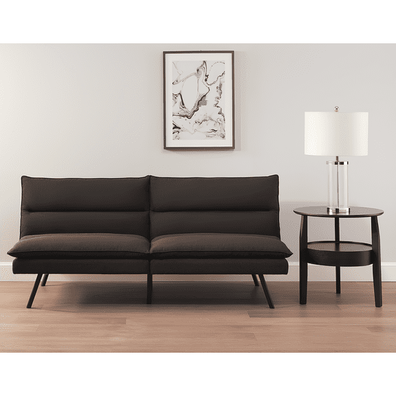 Mainstays Pillow Top Futon, 71.25 in, Charcoal, Convertible Sofa Bed for Small Spaces