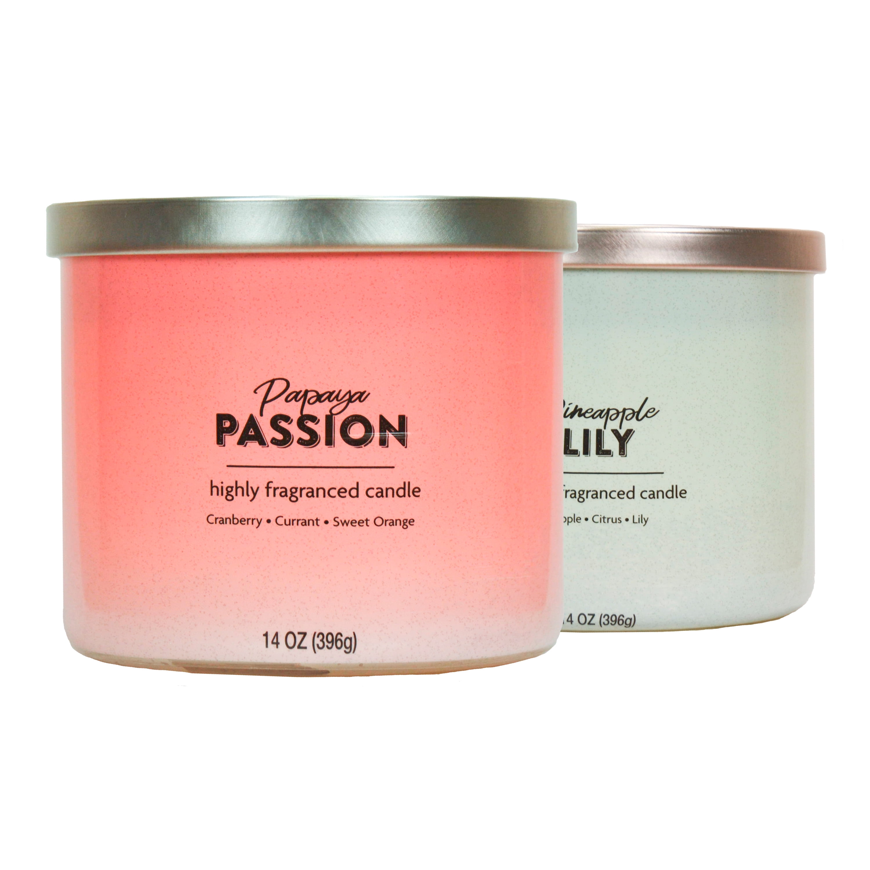 Mainstays Pineapple and Papaya Scented 3-Wick Candles,14 oz., 2-Pack