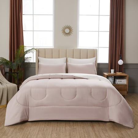 Mainstays Pink 8 Piece Bed in a Bag Comforter Set With Sheets, Full