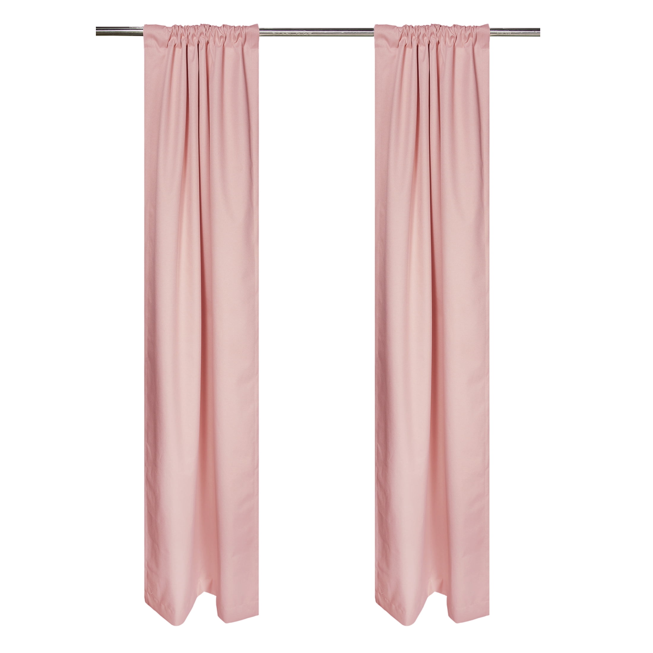 Mainstays Pink Blush Solid Blackout Rod Pocket with Back Tabs Curtain Panel Pair, Set of 2, 30" W x 95" L