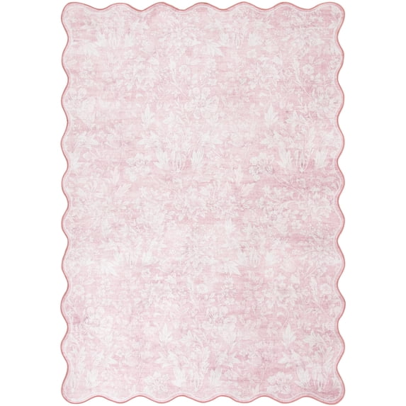 Mainstays Pink Feather Faux Fur Scalloped Indoor Area Rug, 5'x7'