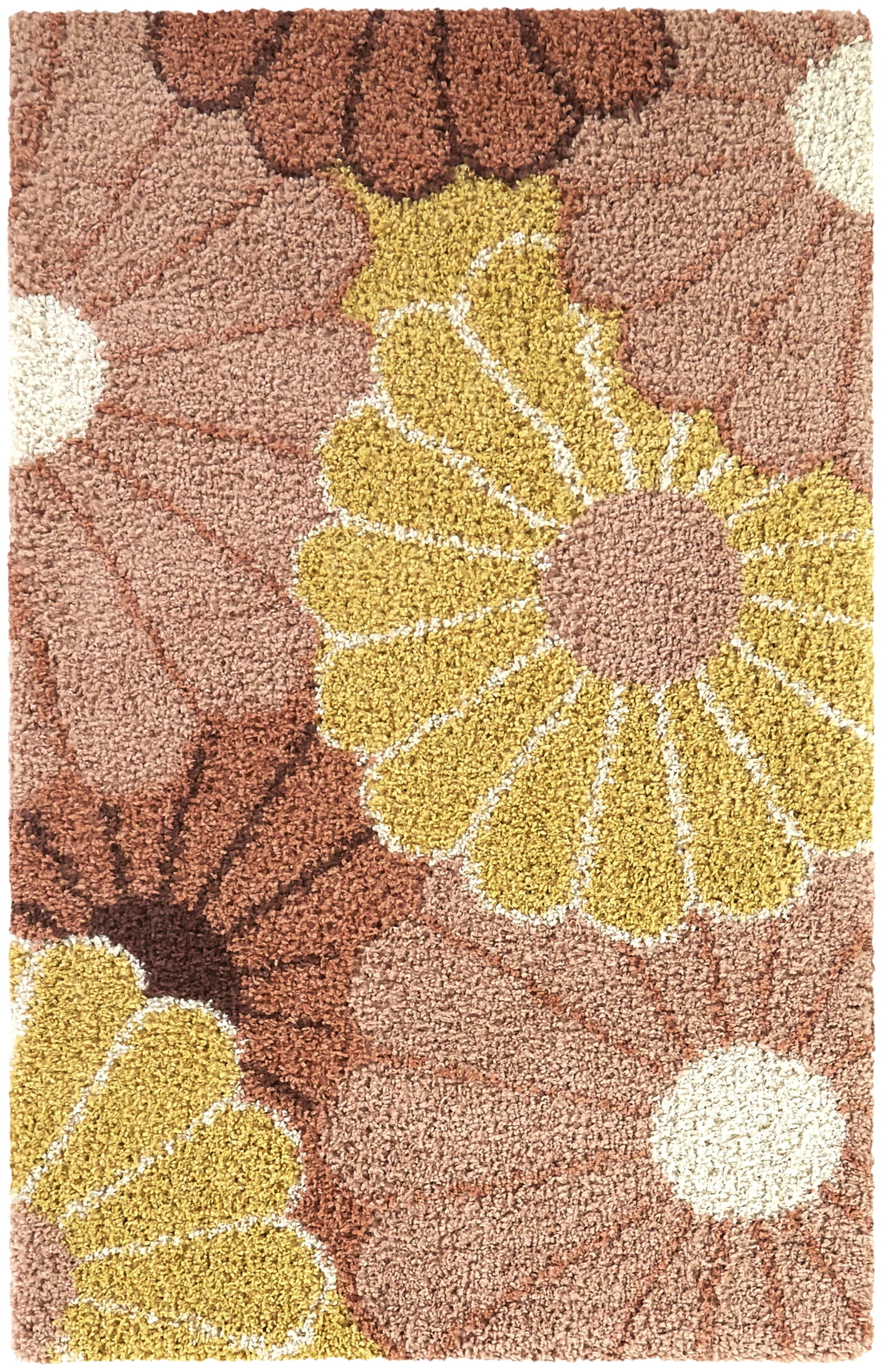 Mainstays Pink Floral Indoor Shag Rug, 5' 3"W x 7'L