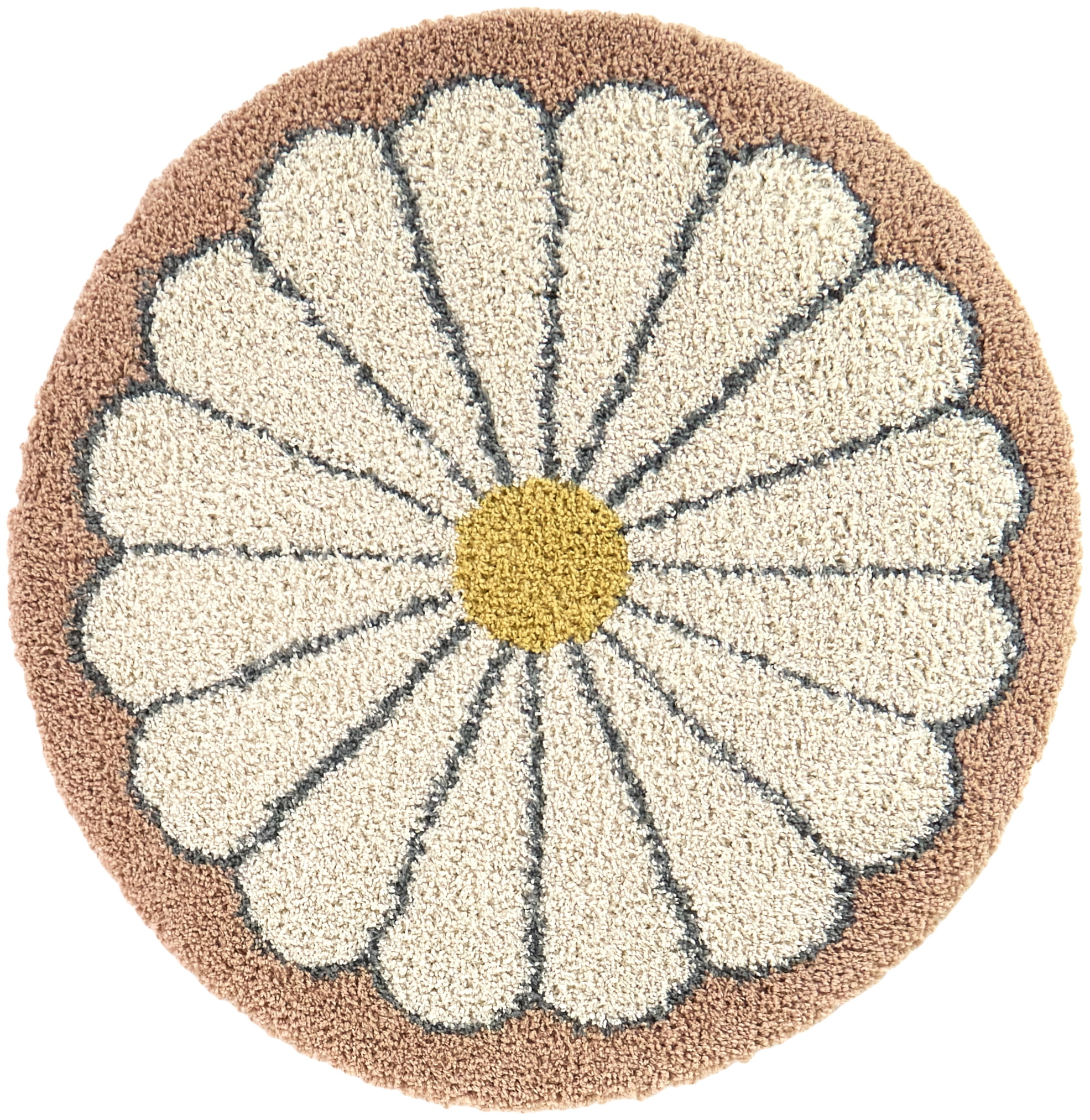 Mainstays Pink Floral Round Indoor Shag Rug, 47" Round