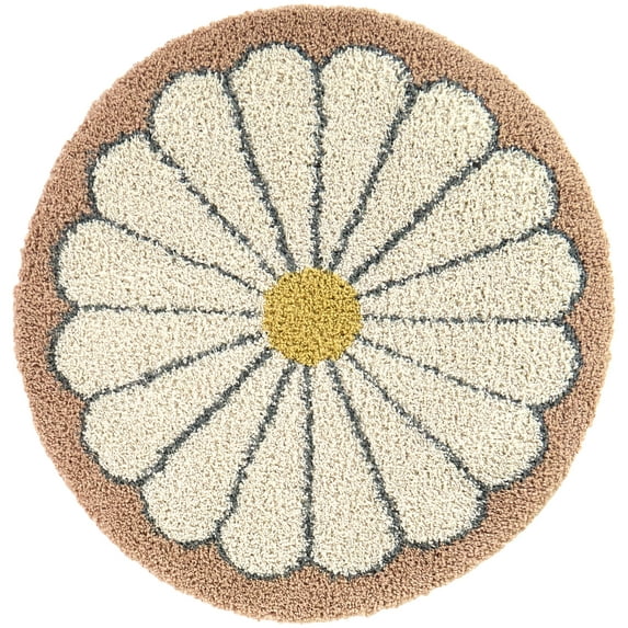 Mainstays Pink Floral Round Indoor Shag Rug, 47" Round