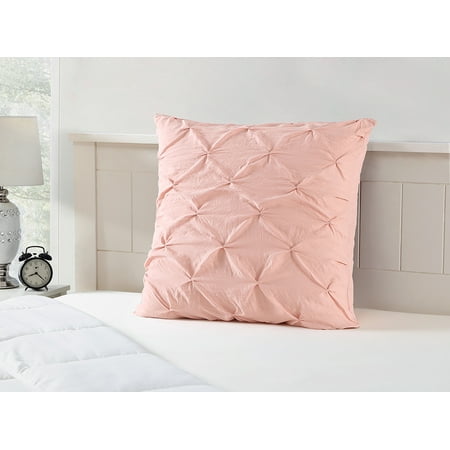 Mainstays Pink Pintuck Pleat Microfiber Square Sham, Euro Sham