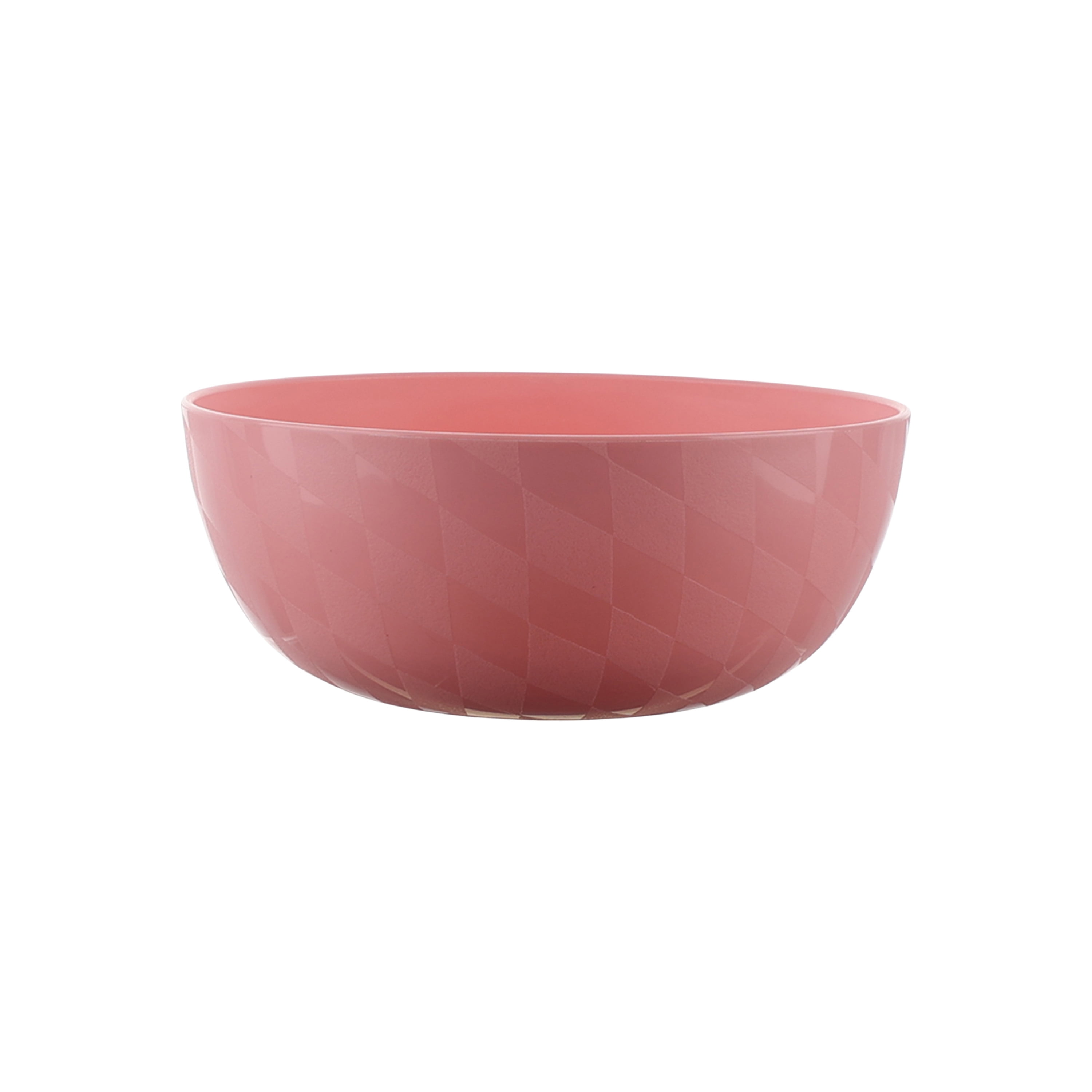 Mainstays - Pink Round Plastic Cereal Bowl, Wavy Checkered Etched, 38-Ounce