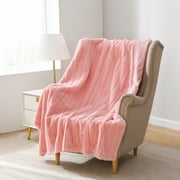 Mainstays Striped Faux Fur Couch Throw Blanket, Pink, 50 x 60 in
