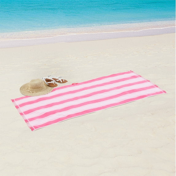 Mainstays Pink Striped Flat-Woven Fouta Cotton-Blend Beach Towel