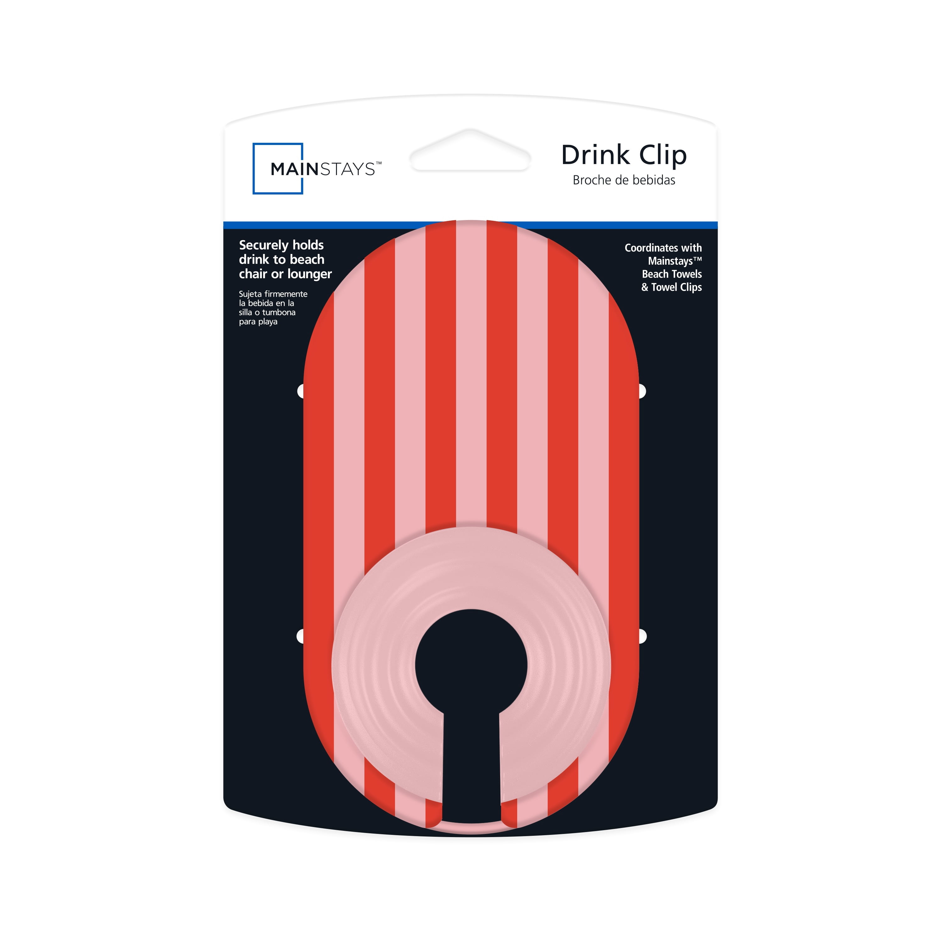 Mainstays Pink and Red Stripe Drink Clip