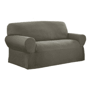 Mainstays Pixel 1-Piece Stretch Loveseat Slipcover, Olive Green