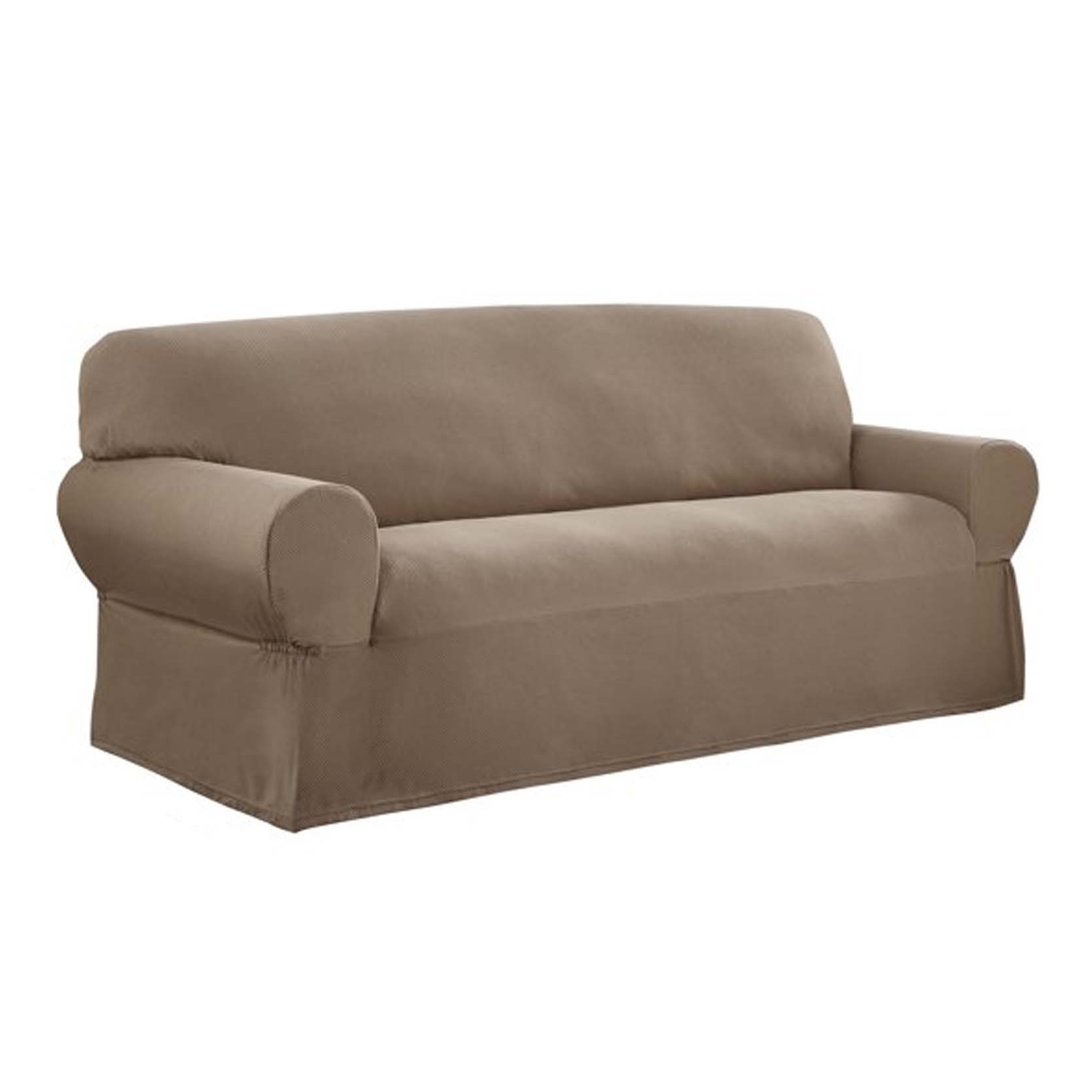 Mainstays Pixel 1-Piece Stretch Sofa Slipcover, Sand - image 1 of 7