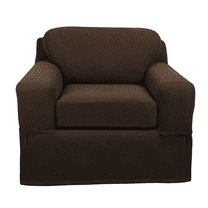 Mainstays Pixel 2-Piece Stretch Chair Slipcover, Chocolate Brown