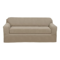 Mainstays Pixel 2-Piece Stretch Sofa Slipcover, Sand Beige