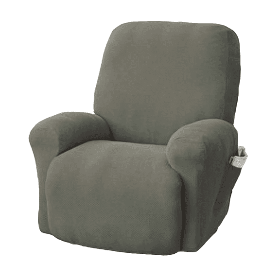 Mainstays Pixel 4-Piece Stretch Recliner Chair Slipcover, With Textured Mini-Dot Pattern Fabric, Dusty Sage Green