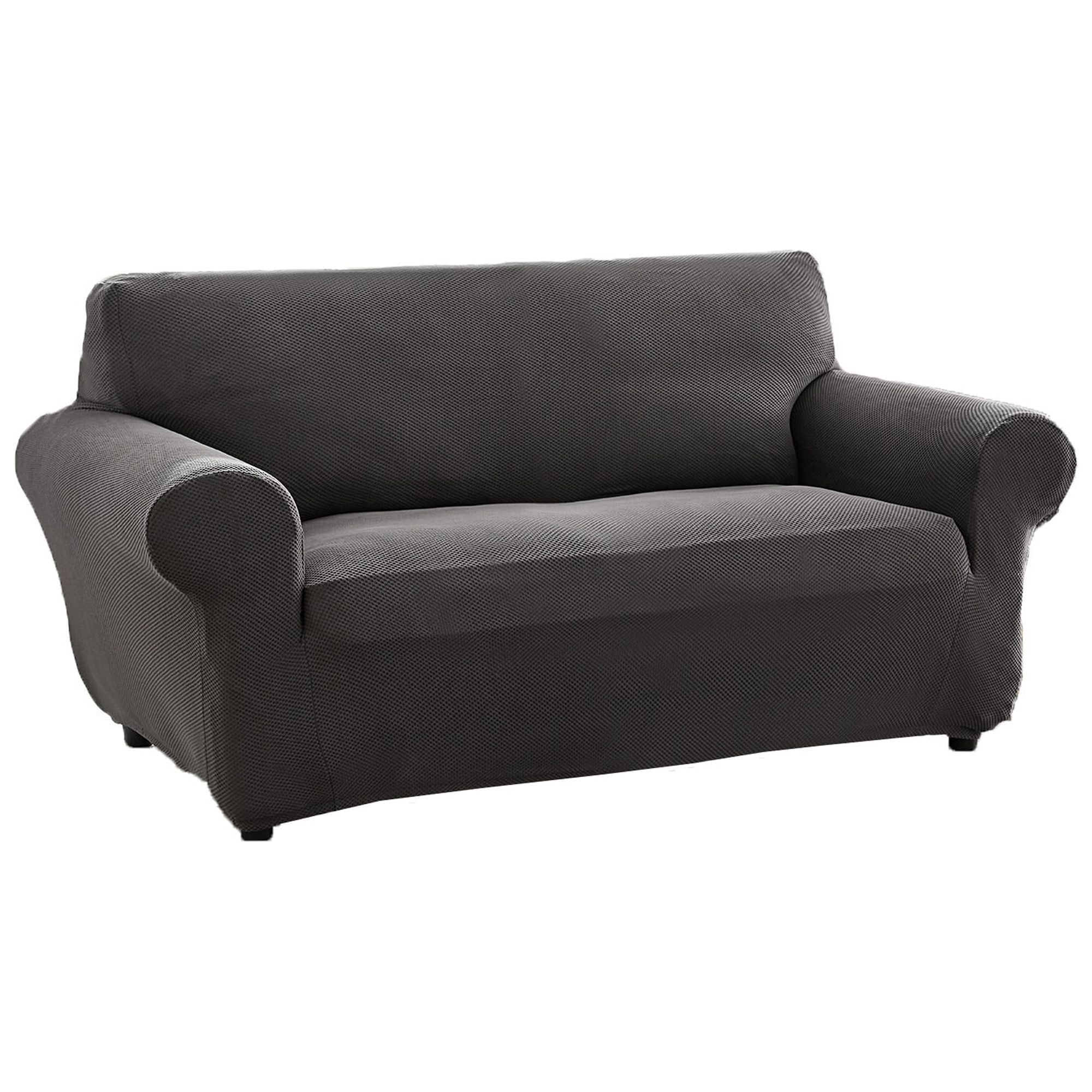 Mainstays Pixel Stretch Fabric Loveseat Slipcover, Gray, 1-Piece