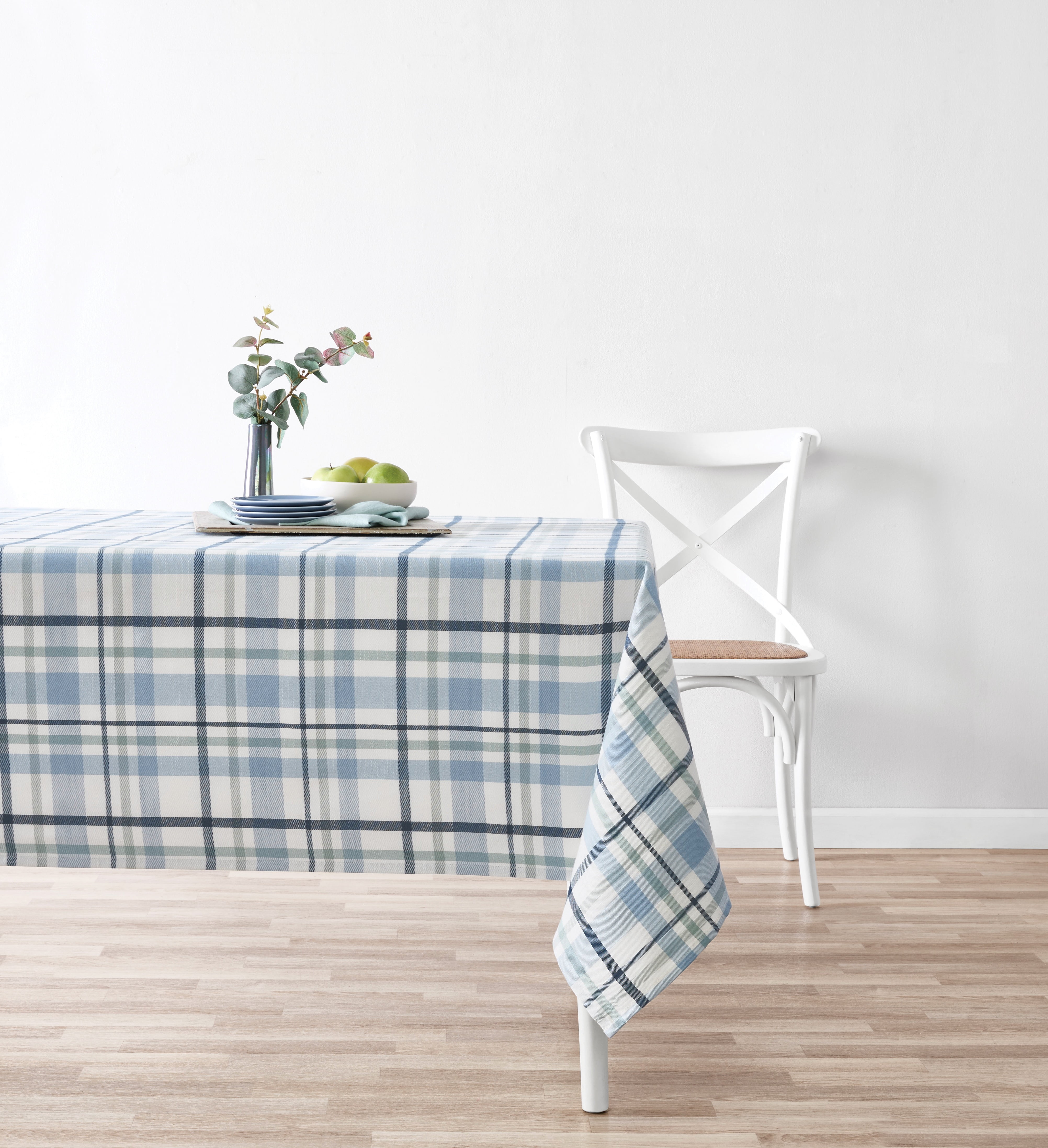 Mainstays Plaid 60” x 84” Tablecloth - Blue Multi - 100% Polyester