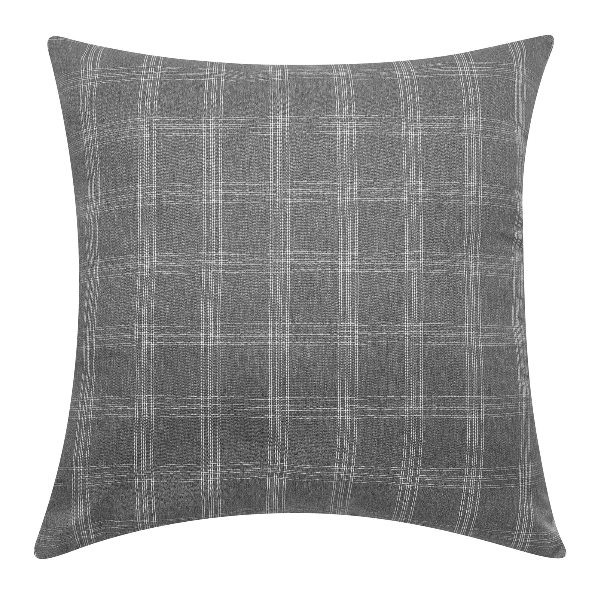 Mainstays Plaid Decorative Throw Pillow, 18x18", Grey