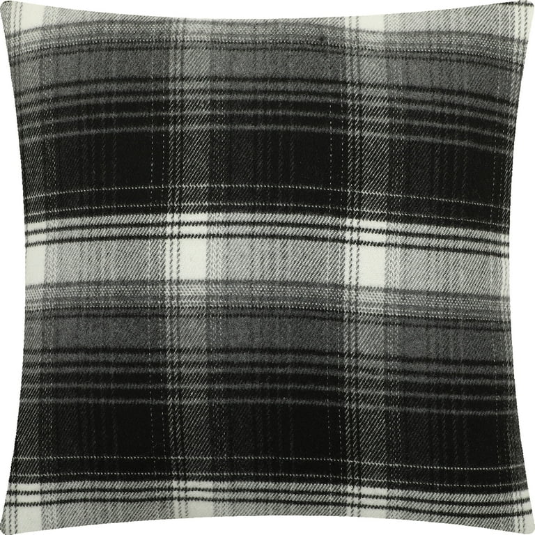 Blue Plaid Textured 18 in. x 18 in. Square Decorative Throw Pillow