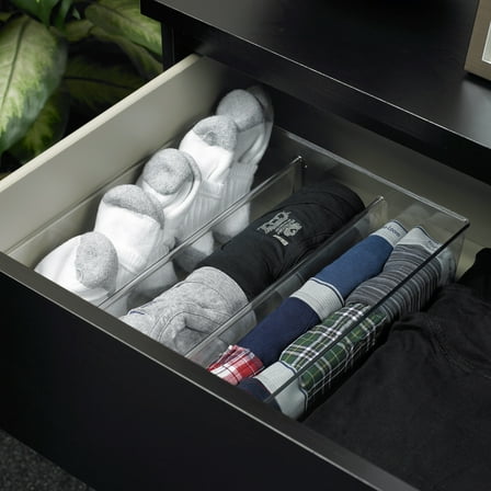 Mainstays 3-Pack Clear Plastic Drawer Organizer Divided Compartment Set