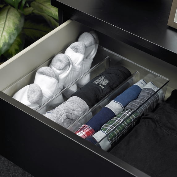 Mainstays 3-Pack Clear Plastic Drawer Organizer Divided Compartment Set