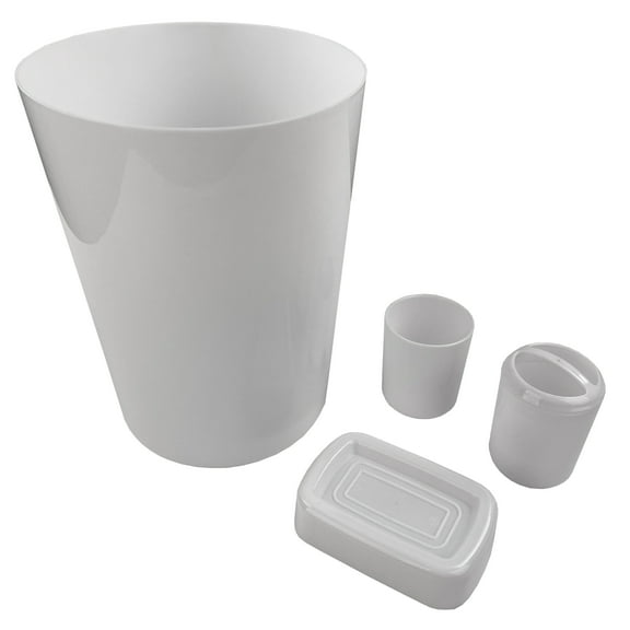Mainstays Plastic 4 Piece Bath Accessory Set, White for All Ages