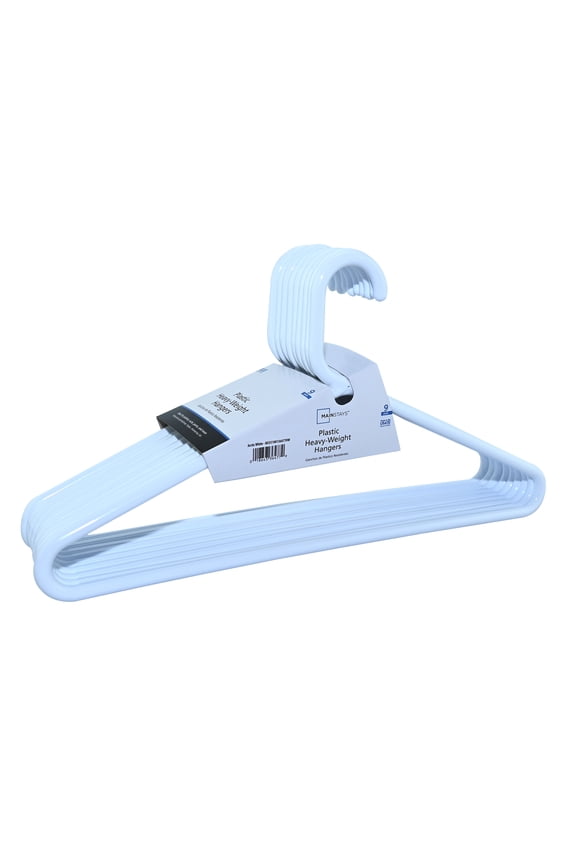 Heavyweight Plastic Clothes Hangers, White, 9 Count, Strong Support for Coats & Suits