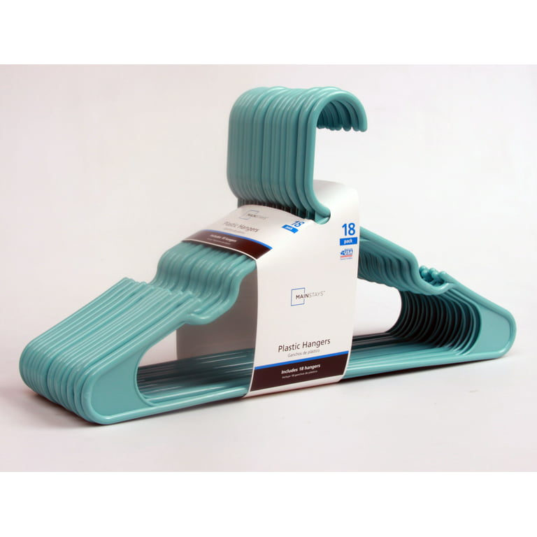 Mainstays Plastic Notched Clothing Hangers, 10 Pack, Teal Splash 