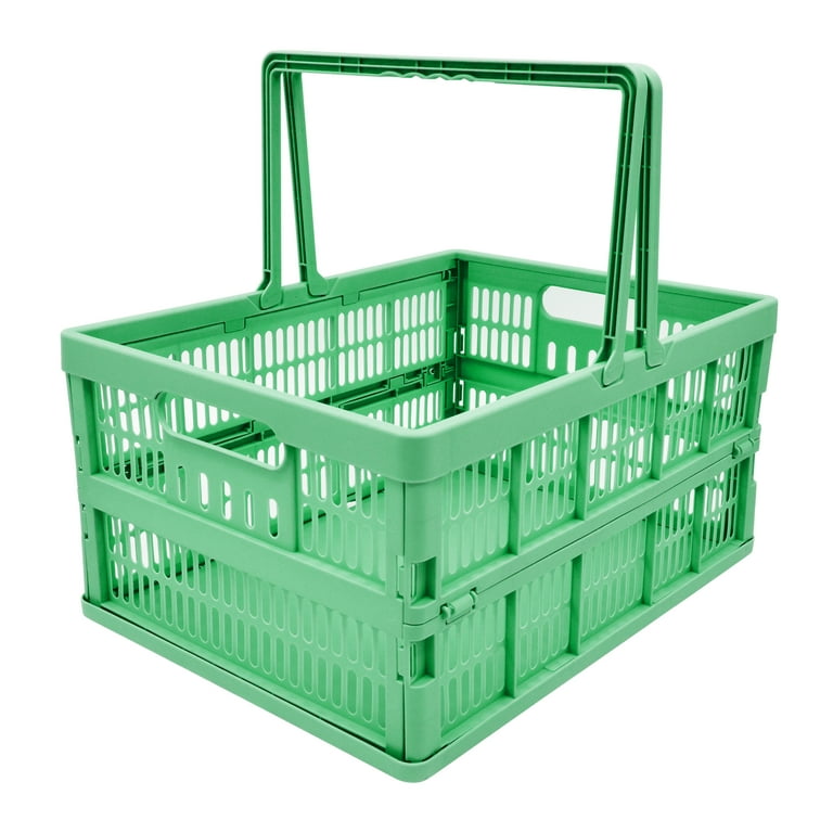Mainstays Large Green Collapsible Plastic Storage Basket with