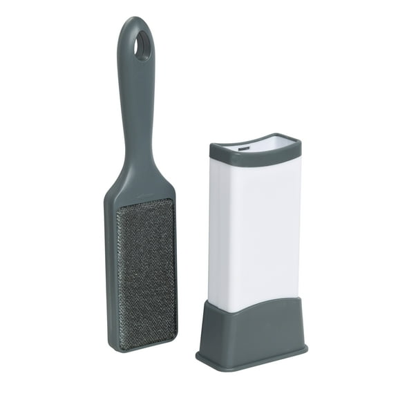 Mainstays Plastic Double-Sided Lint Ball Remover Brush Includes 1 Self Cleaning Cover, White/Gray