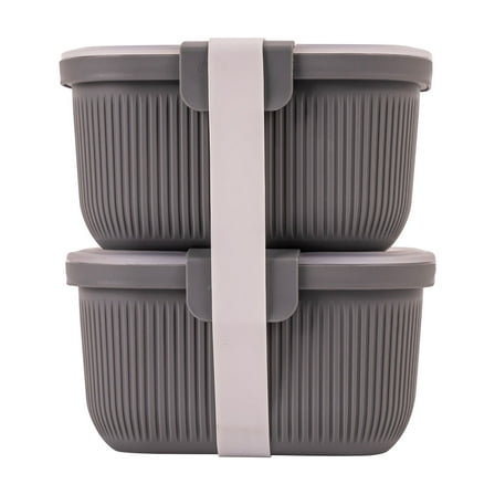 Mainstays Plastic Food Storage Bento Snack Container, Rectangle, Grey, 19oz Capacity, Made for Portable Food Storage
