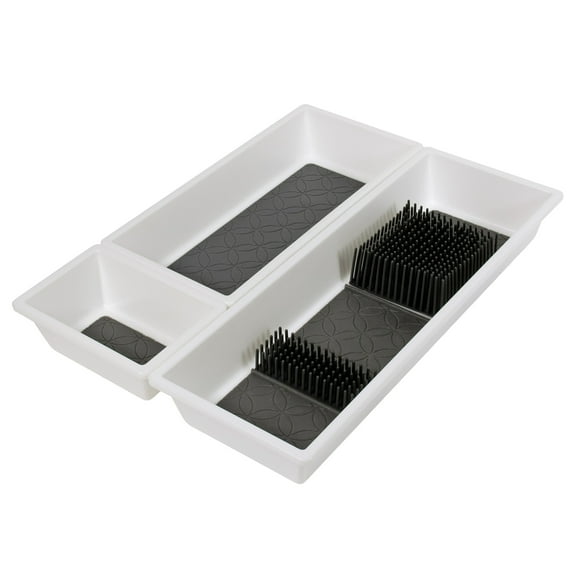 Mainstays Plastic Non-Skid Drawer Organizer Tray, Kitchen Drawer Storage Organizer for Utensils, Cutlery, Flatware, Desk and Bathroom Drawer Organization