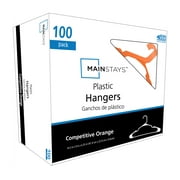 Mainstays Plastic Notched Adult Hangers for Any Clothing Type, Competitive Orange 100 Count
