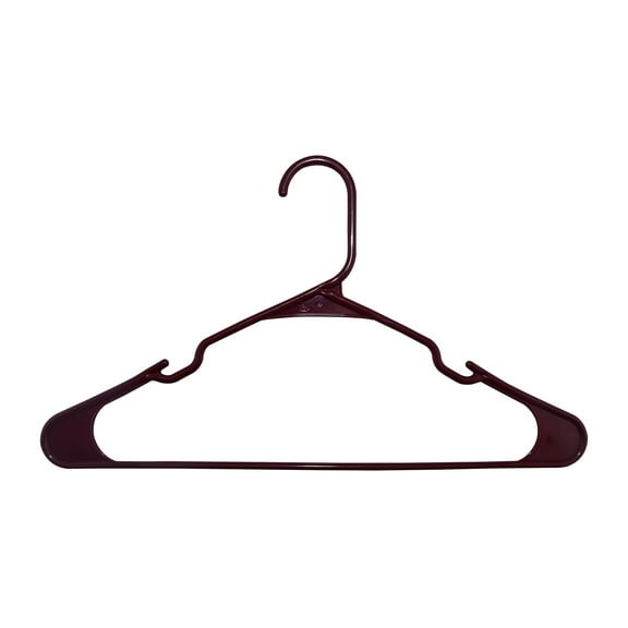 Mainstays Plastic Notched Adult Hangers for Any Clothing Type, Maroon Supreme 100 Count