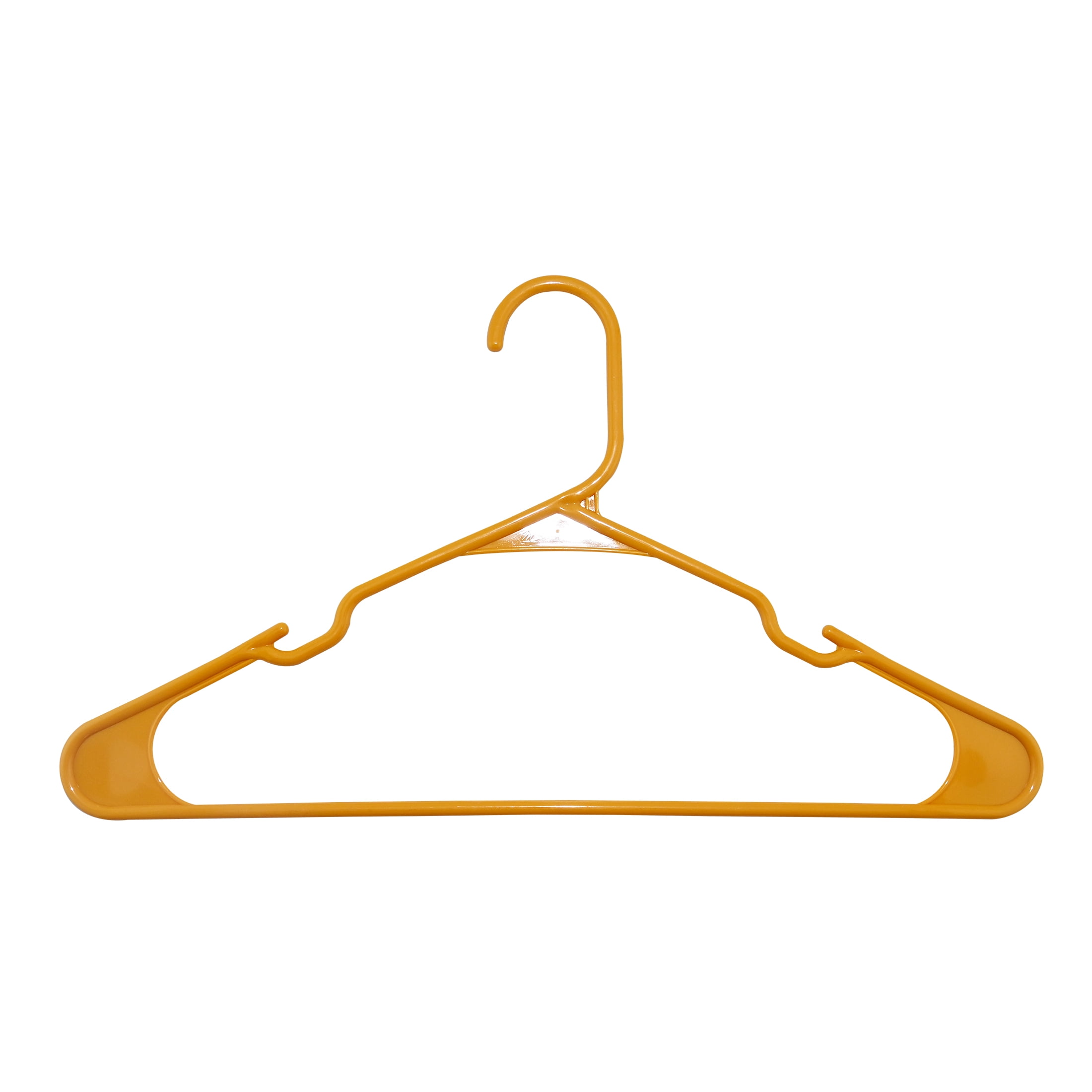 Mainstays Plastic Notched Adult Hangers for Any Clothing Type, Mustard Dijon 100 Count