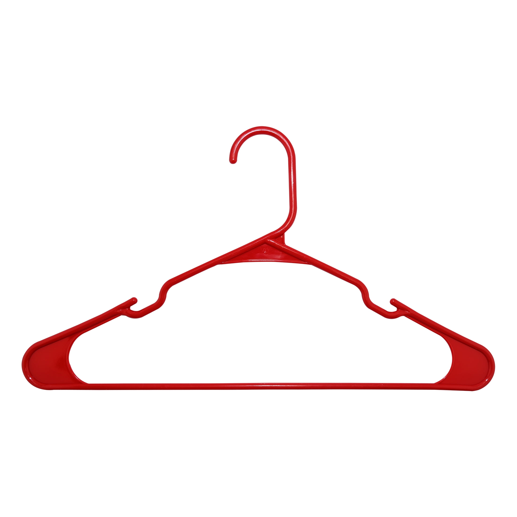 Mainstays Plastic Notched Adult Hangers for Any Clothing Type, Red Engine50 Count