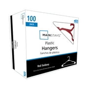 Mainstays Plastic Notched Adult Hangers for Any Clothing Type, Red Sedona 100 Count