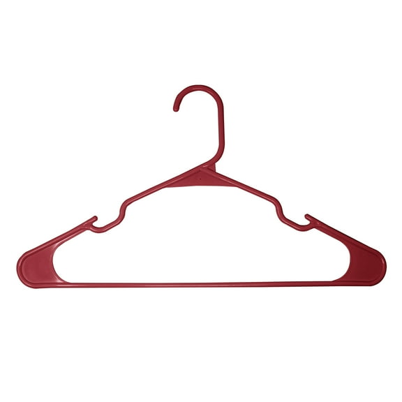Mainstays Plastic Notched Adult Hangers for Any Clothing Type, Red Sedona50 Count