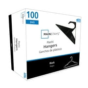 Mainstays Plastic Notched Adult Clothes Hangers, Black, 100 Count
