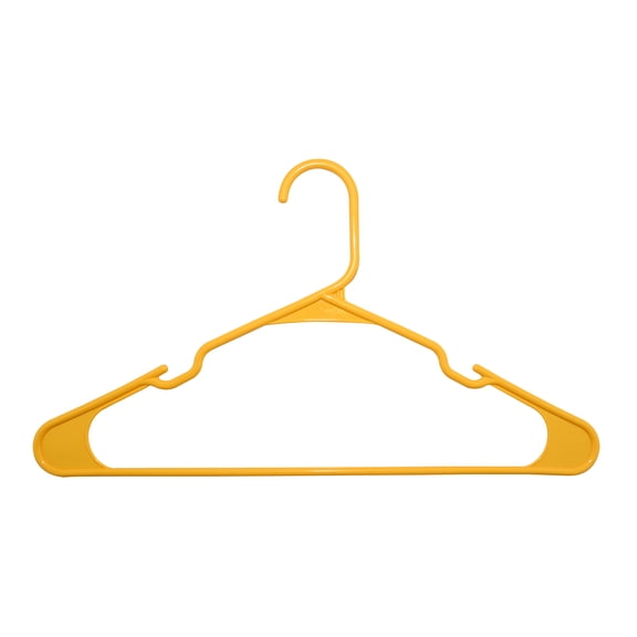 Mainstays Plastic Notched Adult Hangers for Any Clothing Type, Scoreboard Yellow 50 Count