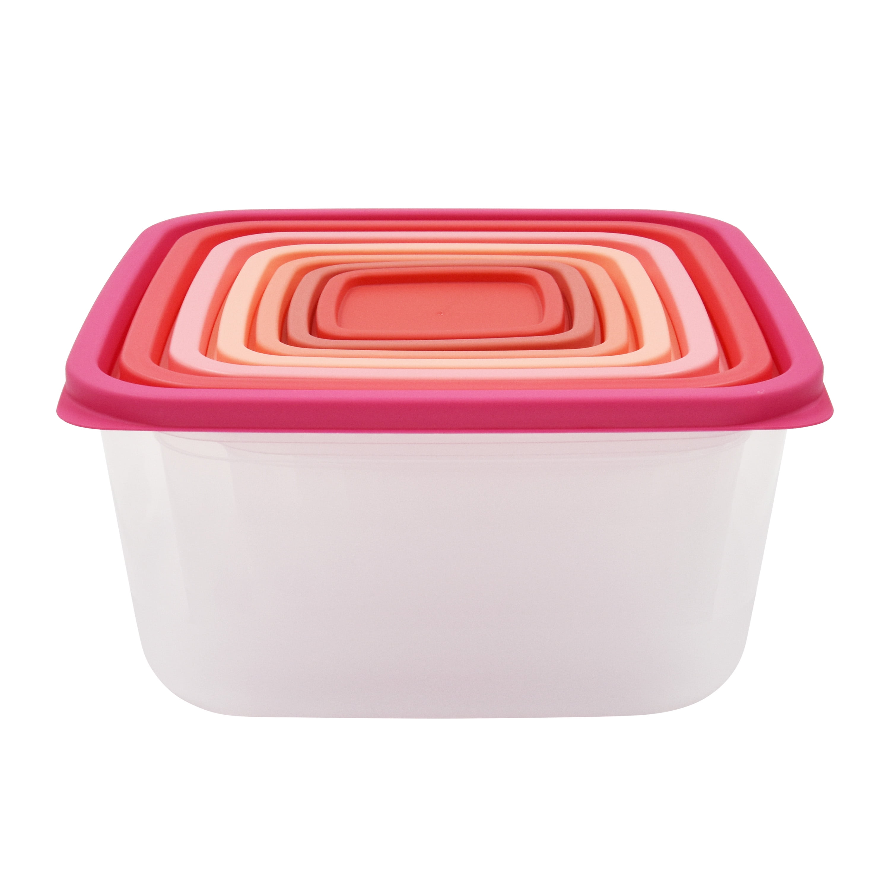 Mainstays Plastic Ombre Food Storage Set, Orange, 14 Count