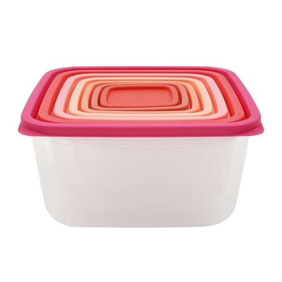 Mainstays Plastic Ombre Food Storage Set, Orange, 14 Count