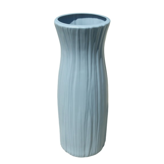 Mainstays Plastic Rib Vase, Placid Blue, Indoor