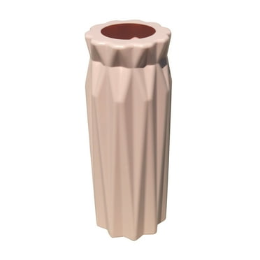 Mainstays Plastic Ribbed Round Vase, Pink Blush, Indoor