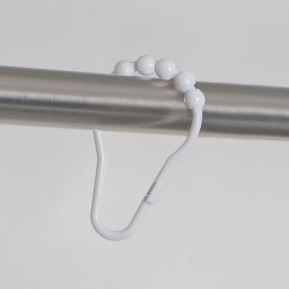 Mainstays Plastic Roller Shower Curtain Rings, White, Set of 12