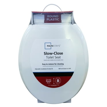 Mainstays Plastic Round Slow-Close Toilet Seat in White
